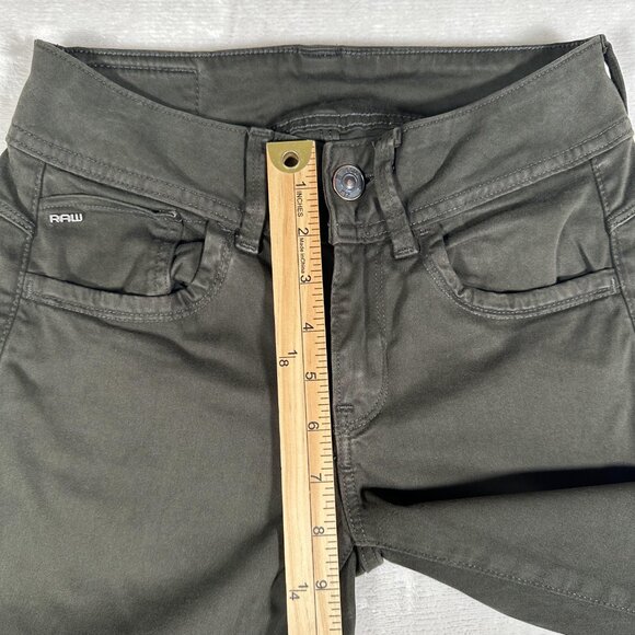 G Star Raw Jeans Women Size W25 L32 Olive Green Skinny 100% Cotton 5-Pockets GUC - Picture 5 of 12